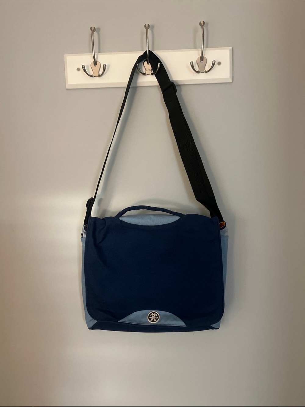 Navy and Light Blue Laptop Bag with Adjustable Strap